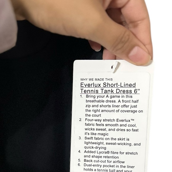 NWT LULULEMON Court Crush Short Lined Black Tennis Dress - Picture 6 of 8